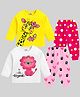 KUCHIPOO Cotton Blend Pack Of 2 Full Sleeves Animals & Polka Dots Printed Tees & Pajamas Set - White Pink Yellow & Magenta