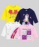 KUCHIPOO Cotton Blend Pack Of 4 Full Sleeves Bears & Unicorn Printed Tees - Pink White Navy Blue & Yellow