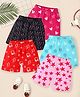 KUCHIPOO Cotton Blend Pack Of 5 Crown & Stars Printed Shorts - Magenta Black Pink Red & Blue