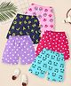 KUCHIPOO Cotton Blend Pack Of 5 Panda & Alphabets Printed Shorts - Pink Lilac Magenta Blue & Black
