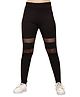 Aarika Cotton Blend Woven Net Detailed Track Pants - Black