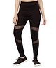 Aarika Cotton Blend Woven Net Detailed Track Pants - Black