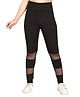 Aarika Cotton Blend Woven Net Detailed Track Pants - Black