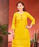 Aarika Cotton Woven Three Fourth Sleeves Geometric Embroidered Kurti - Yellow