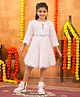 Aarika Woollen Woven Three Fourth Sleeves Bow Applique & Fur Detailed Dress - Pink