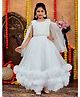 Aarika Net Woven Cold Shoulder Beads Embellished Polka Dots Foil Printed Gown - White