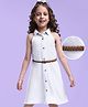 Hola Bonita Knit Sleeveless Solid Color Textured Shirt Dress - White