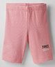 Evimo Single Jersey Knit Knee Length Shorts With Text Print - Pink