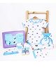 Mom's Home Organic Cotton Baby Essentials 11 Items Gift Set | White & Blue