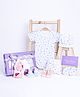 Mom's Home Organic Cotton Muslin Half Sleeves Hearts Printed & Striped Coordinating Onesie & Nappy With Burp Cloth Cap Mittens & Booties Set - White & Pink