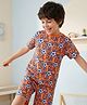 Pine Kids Single Jersey Knit Half Sleeves Co-ords Shorts Night Suit with Sports Theme Print - Orange