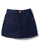 Babyhug Mid Thigh Denim Washed Skirt With Stretch - Navy Blue