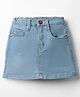 Babyhug Mid Thigh Denim Washed Skirt With Stretch - Blue
