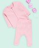 The Mom Store Cotton Knit Full Sleeves Solid Jhabla & Pajama Set - Pink