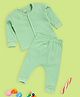 The Mom Store Cotton Knit Full Sleeves Solid Jhabla & Pajama Set - Green