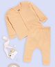 The Mom Store Cotton Knit Full Sleeves Solid Jhabla & Pajama Set - Orange