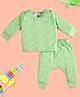 The Mom Store Cotton Knit Full Sleeves Cars Printed Jhabla & Pajama Set - Green