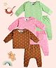 The Mom Store Cotton Knit Pack Of 3 Full Sleeves Cars & Bears Printed Tees & Pajamas Set - Multi Colour
