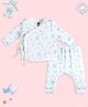 The Mom Store Cotton Knit Full Sleeves Space Theme Printed Coordinating Night Suit Set - Multi Colour