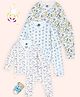 The Mom Store Cotton Knit Pack Of 3 Full Sleeves Rainbows & Animals Printed Coordinating Jhablas & Pajamas Set - Multi Colour