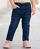 Babyhug Full Length Solid Color Denim Jeggings With Stretch - Navy Blue