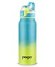 Pexpo Amaze Stainless Steel Vacuum Insulated Hot & Cold Flask - 740ml Teal Blue & Neon Yellow Ombre | Home| Office| Gym | Outing | School | Ideal for Adults & Kids