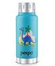 Pexpo Cameo Hot & Cold Stainless Steel Water Bottle |Vacuum Insulated Flask|ISI Certified |300 ml, Blue - Dinosaur Print | Office, School, Gym