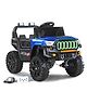 Battery Operated Ride On Jeep with Music & LED Headlight Openable Doors| Wide Comfortable Seat| Forward & Reverse Drive| Rechargeable Battery| Remote Control - Blue