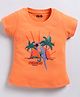 Kidcity Soft Cotton Sinker Half Sleeves Tropical Parrot Printed Top - Orange