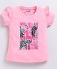 Kidcity Soft Cotton Sinker Half Sleeves Frill Detailed Animals Printed Top - Light Pink