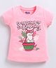 Kidcity Soft Cotton Sinker Half Sleeves Cute Cat & Floral Printed Top - Light Pink