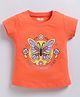 Kidcity Soft Cotton Sinker Half Sleeves Butterfly Printed Top - Rust