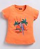 Kidcity Soft Cotton Sinker Half Sleeves Tropical Parrot Printed Top - Orange