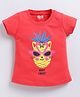 Kidcity Soft Cotton Sinker Half Sleeves Cute Pineapple Cat Printed Top - Red