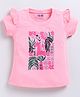 Kidcity Soft Cotton Sinker Half Sleeves Tropical & Floral Printed Top - Light Pink