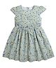 Funshine Cap Sleeves Floral & Polka Dots Printed Dress - Olive Green