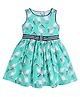 Funshine Sleeveless Birds Printed Dress - Green