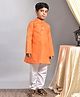 Pehanaava Cotton Full Sleeves Textured Kurta Pyjama Set - Orange