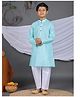 Pehanaava Cotton Full Sleeves Solid Kurta Pyjama Set - Sky Blue