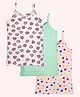 Kiddopanti Cotton Pack Of 3 Sleeveless Stars & Polka Dots Printed Camisoles - Baby Pink Green & White