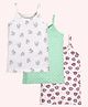 Kiddopanti Cotton Pack Of 3 Sleeveless Floral & Polka Dots Printed Camisoles - White & Green