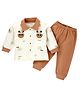 Little Surprise Box Cotton Full Sleeves Panda Printed Shirt & Joggers Set - Brown