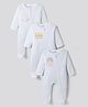 Bonfino 100% Cotton Knit Full Sleeves Sleepsuit With Text Embriodery Pack Of 3 - White