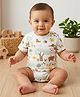 My Milestones Cotton Half Sleeves Wild Animals Printed Bio Washed Onesie - White