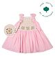 My Milestones Cotton Sleeveless Floral Designed Handcrafted Crochet Double Cloth Dress - Pink