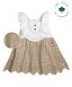 My Milestones Cotton Sleeveless Schiffli Embroidered Dress - White & Beige