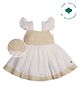My Milestones 100% Cotton Cap Sleeves Crochet Lace Embellished Dress - White