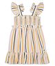 My Milestones Sparkle Lurex Cap Sleeves Striped Smock Detailed Tiered Dress - Multi Colour