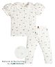 My Milestones 100% Cotton Half Puffed Sleeves Floral Printed Bio Washed Top & Coordinating Leggings Set - Pink & White