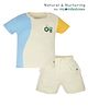 My Milestones 100% Cotton Half Sleeves Tractor Printed Colour Blocked Bio Washed Tee & Shorts Set - Multi Colour